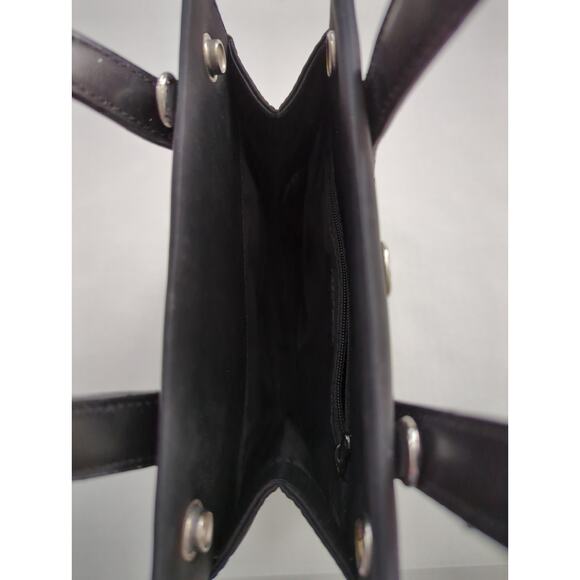 Nine West small Black Satchel Handbag Silver Snap closure on top 7 x 7 x 2.5 - Picture 8 of 10